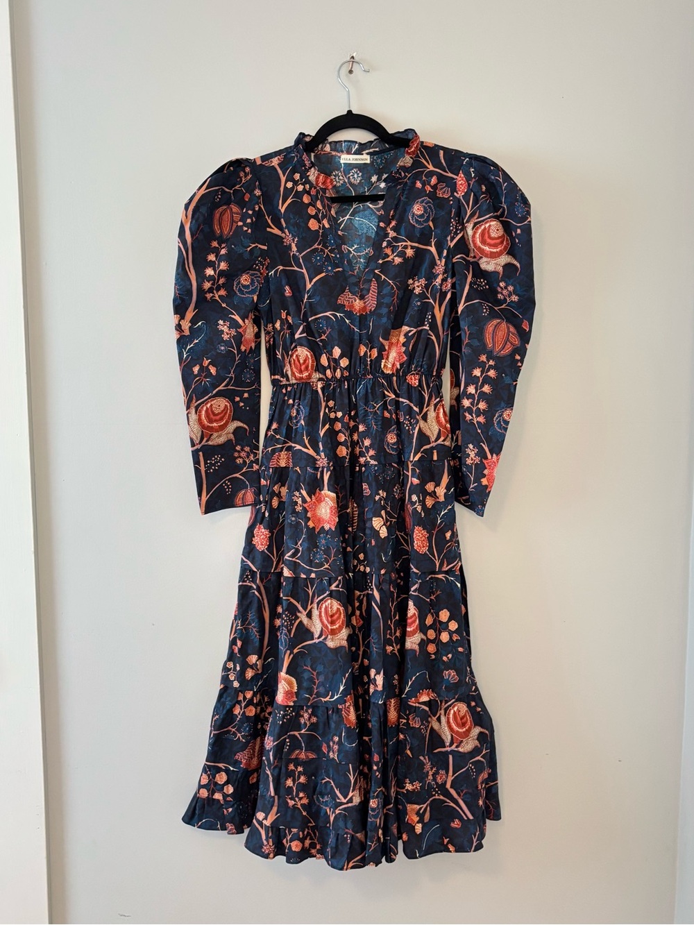 Ulla Johnson Nanette Midi Dress in Moonlight Long Sleeve Tiered Floral Print - Picture 2 of 7